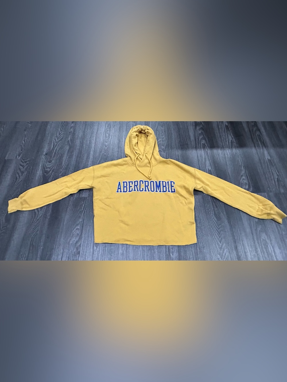 Abercrombie Mustard Yellow Hoodie with Blue Logo size S